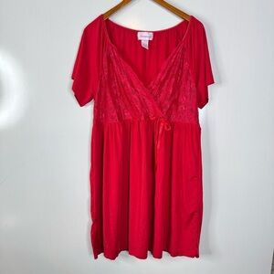 Amoureuse Red Lace Detail Nightgown Size 1X